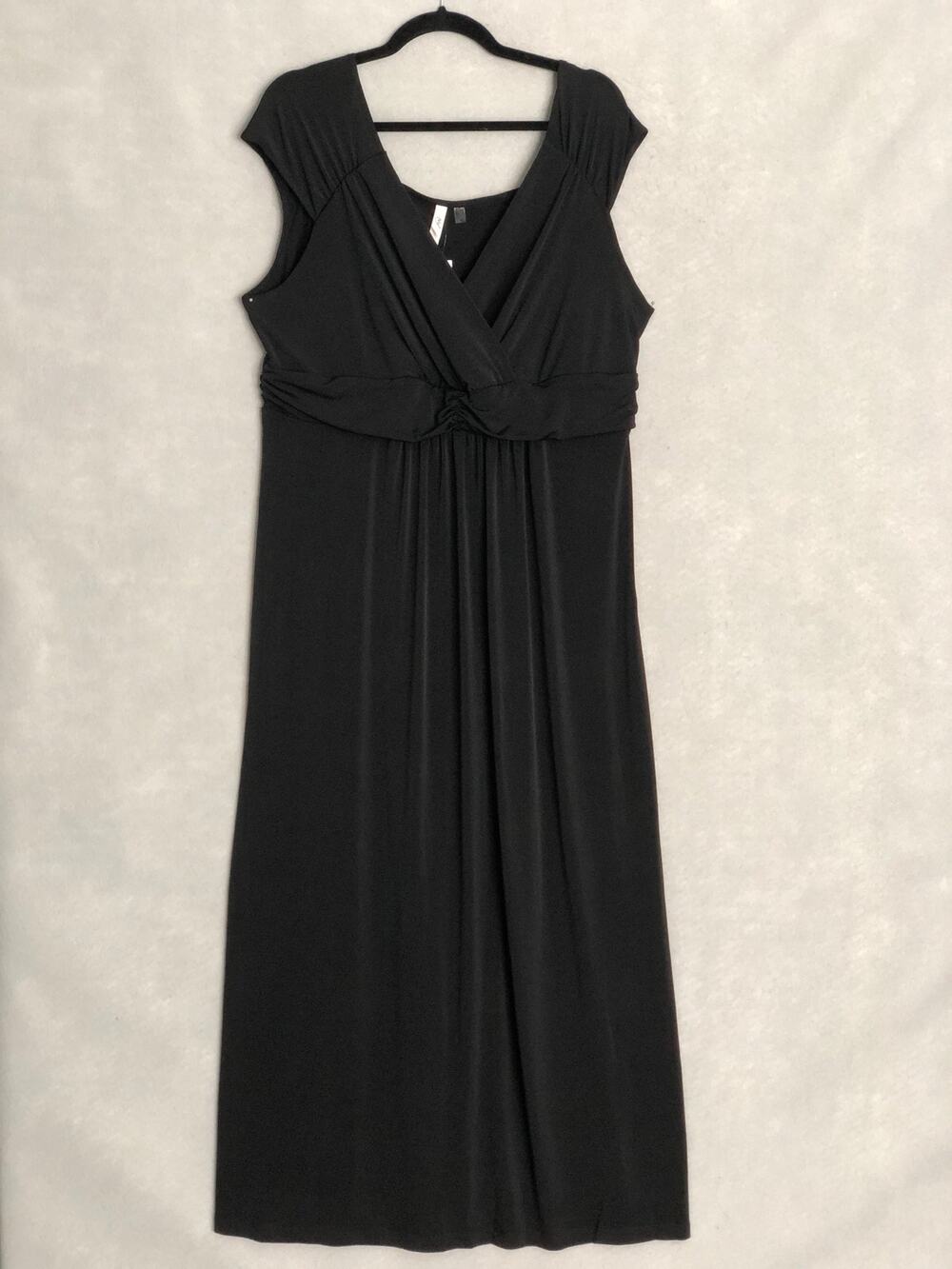 NY Collection Maxi Dress Ruched Sleeveless Black Women's 2X NEW